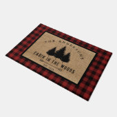 カントリー素朴ファミリーネームキャビン・イン・ザ・ウッズ ドアマット (アングル)