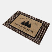 カントリー素朴ファミリーネームキャビンBear Moose ドアマット (アングル)