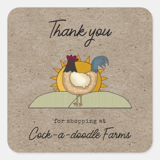 カントリー素朴ファームのねり鶏ラベル スクエアシール (正面)
