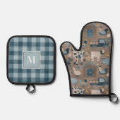 カントリー素朴ファームハウスキッチン 鍋つかみ&鍋敷きセット (正面)