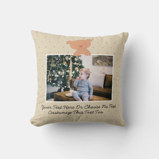 カントリー素朴ファームハウスキュートハートテディベア クッション (正面)