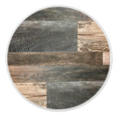 カントリー素朴ファームハウスグレーブラウンバーンウッド セラミックノブ (正面)