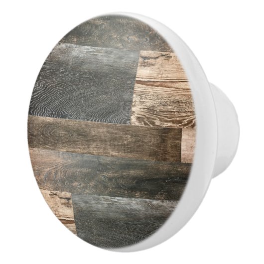 カントリー素朴ファームハウスグレーブラウンバーンウッド セラミックノブ (右)