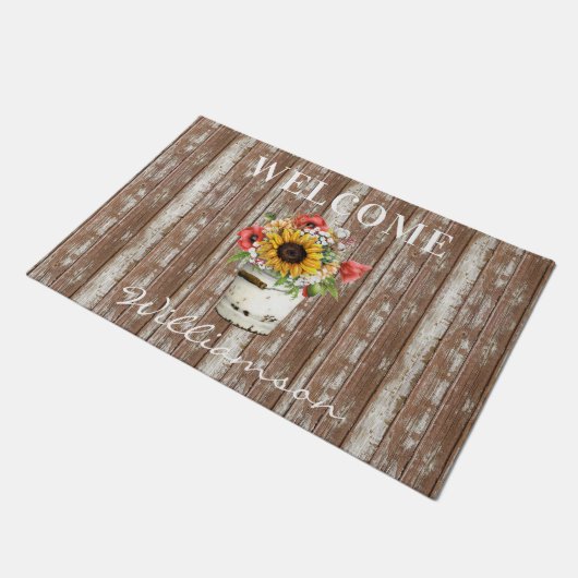 カントリー素朴ファームハウススタイルファミリー名 ドアマット (アングル)