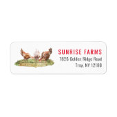 カントリー素朴ファームハウスチキンズ差出人住所 ラベル (正面)