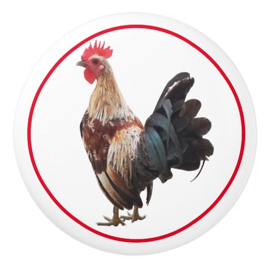 カントリー素朴ファームハウスチキン セラミックノブ (正面)