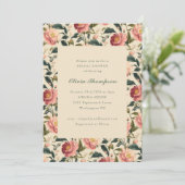 カントリー素朴フラワーピンククラシックブライダルシャワー 招待状 (スタンド正面)
