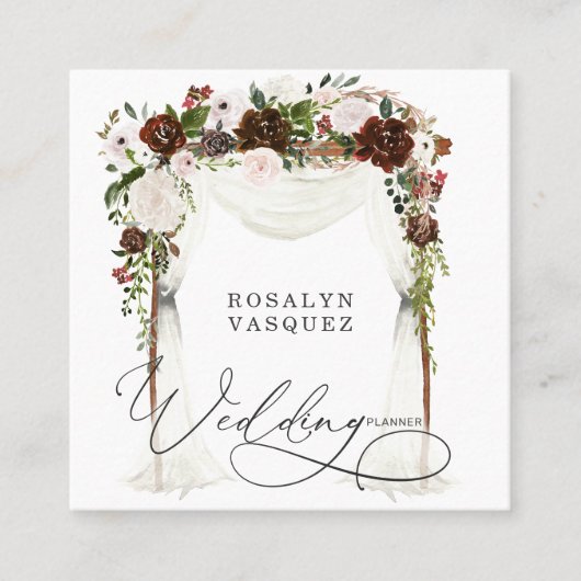 カントリー素朴フローラアントラーウェディングプランナー スクエア名刺 (正面)