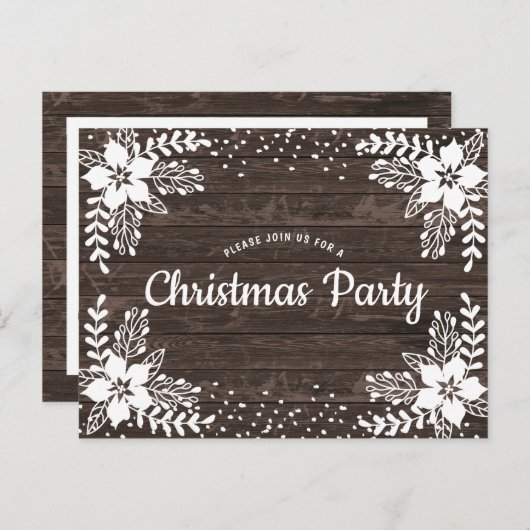 カントリー素朴フローラクリスマスパーティの招待状 ポストカード (正面/裏面)