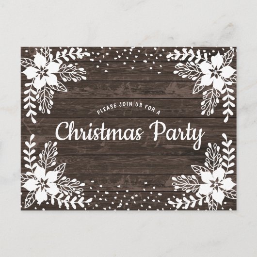 カントリー素朴フローラクリスマスパーティの招待状 ポストカード (正面)