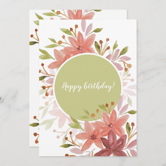 カントリー素朴フローラテラコッタ赤面 カード (正面/裏面)