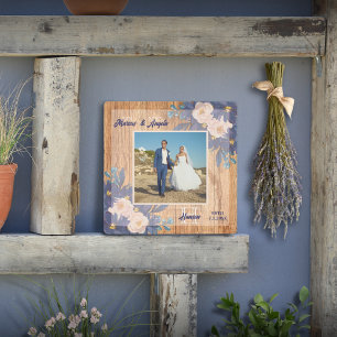 カントリー素朴フローラネイビーピンク メタルプリント