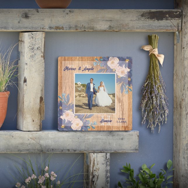 カントリー素朴フローラネイビーピンク メタルプリント (クリエイターアップロード済み)