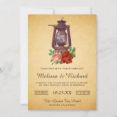 カントリー素朴フローラランタン結婚式招待状 招待状 (正面)