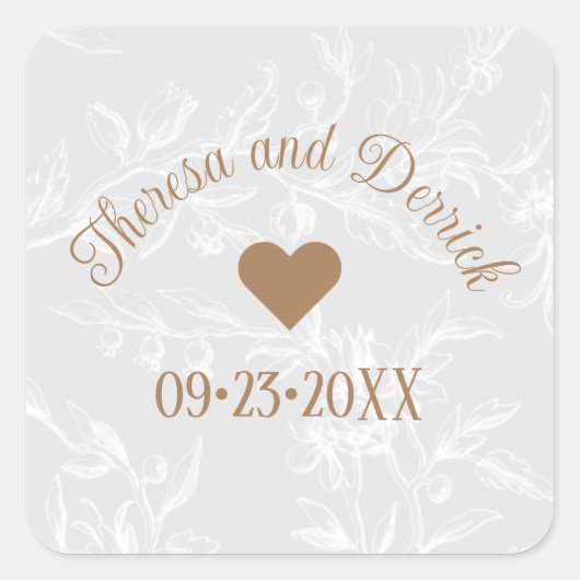 カントリー素朴フローラレパーソナライズされたース スクエアシール (正面)