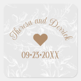 カントリー素朴フローラレパーソナライズされたース スクエアシール