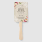 カントリー素朴フローラレースバーラップ結婚式 プログラム ハンドファン (裏面)