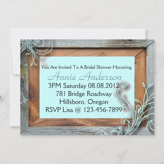 カントリー素朴ブライダルシャワーティーパーティの招待状 招待状 (裏面)