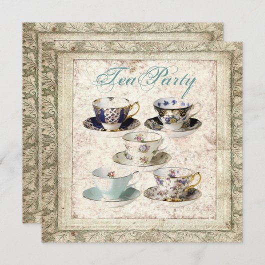 カントリー素朴ブライダルシャワーティーパーティの招待状 招待状 (正面/裏面)