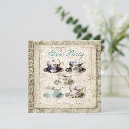 カントリー素朴ブライダルシャワーティーパーティの招待状 招待状 (スタンド正面)