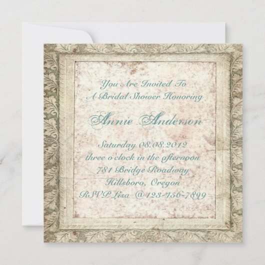 カントリー素朴ブライダルシャワーティーパーティの招待状 招待状 (裏面)