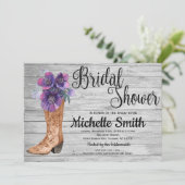 カントリー素朴ブライダルパープルヴィンテージブライダルシャワー 招待状 (スタンド正面)