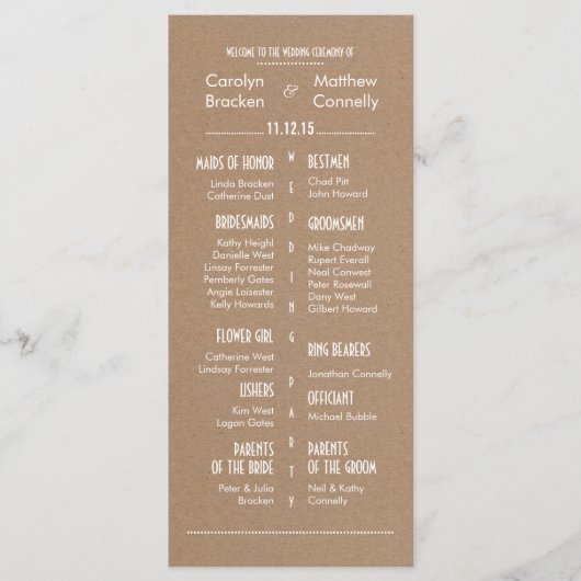 カントリー素朴ブラウン結婚式 プログラム2 プログラム (正面)