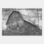 カントリー素朴ブラックアンドホワイトバーンヴィンテージ ラッピングペーパーシート (正面3)