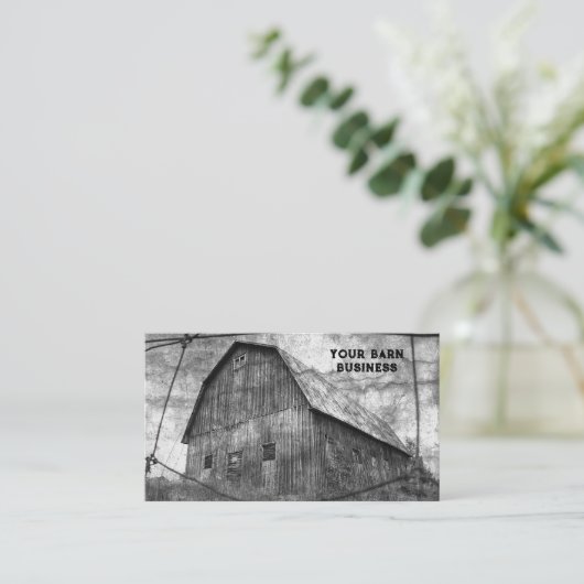 カントリー素朴ブラックアンドホワイトバーンヴィンテージ 名刺 (スタンド正面)