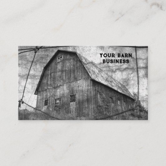 カントリー素朴ブラックアンドホワイトバーンヴィンテージ 名刺 (正面)