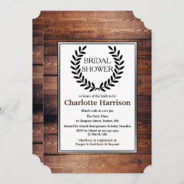 カントリー素朴ブラックローレルブライダルシャワー 招待状