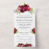 カントリー素朴ブルゴーニュフローラブーケ結婚ス オールインワン招待状 (内側)