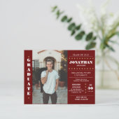 カントリー素朴ブルゴーニュ赤金ゴールド写真卒業 ポストカード (スタンド正面)