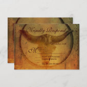 カントリー素朴ブルホルンウェディングRSVPカード 出欠カード (正面/裏面)