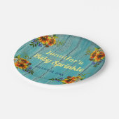 カントリー素朴ブルーサンフラワーベビー散布パーティー ペーパープレート (アングル)