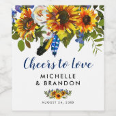 カントリー素朴ブルーヒマワリ応援ズトゥラブ ワインラベル (シングルラベル)