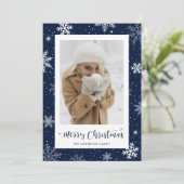 カントリー素朴ブルーラップ写真クリスマスカード シーズンカード (スタンド正面)