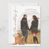 カントリー素朴ブーツアーチフォト結婚式招待状 招待状 (正面)