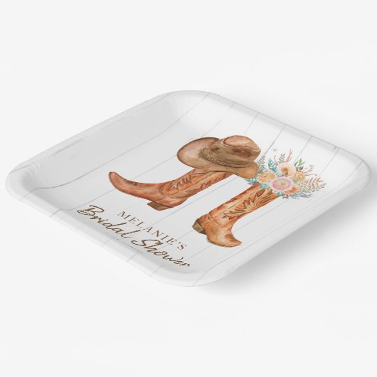 カントリー素朴ブーツブライダルシャワーカスタム ペーパープレート (傾斜あり)