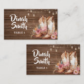 カントリー素朴ブーツ女性のカーボーイフローラ誕生日 プレイスカード (正面/裏面)