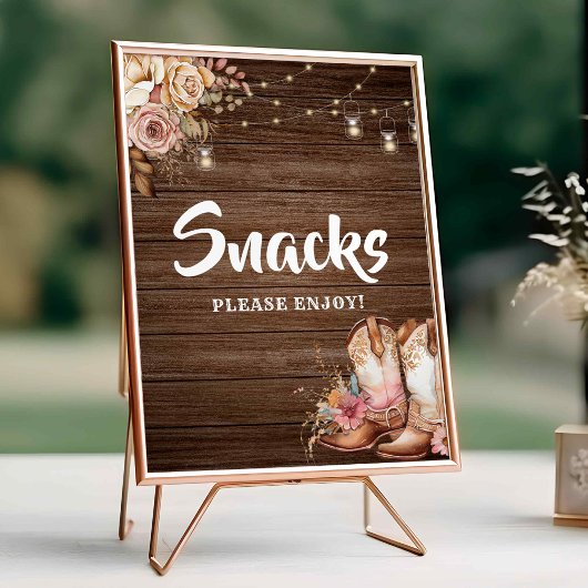 カントリー素朴ブーツ女性のカーボーイ誕生日スナックサイン ポスター