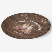 カントリー素朴ブーツ女性のカーボーイ誕生日 ペーパープレート (アングル)