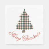 カントリー素朴プレイドクリスマスツリーホリデーパーティー スタンダードランチョンナプキン (正面)