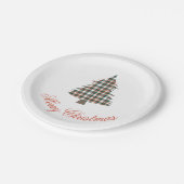 カントリー素朴プレイドクリスマスツリーホリデーパーティー ペーパープレート (アングル)