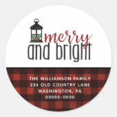 カントリー素朴プレイドファームハウススタイルクリスマスクラス ラウンドシール (正面)