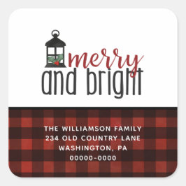 カントリー素朴プレイドファームハウススタイルクリスマス スクエアシール