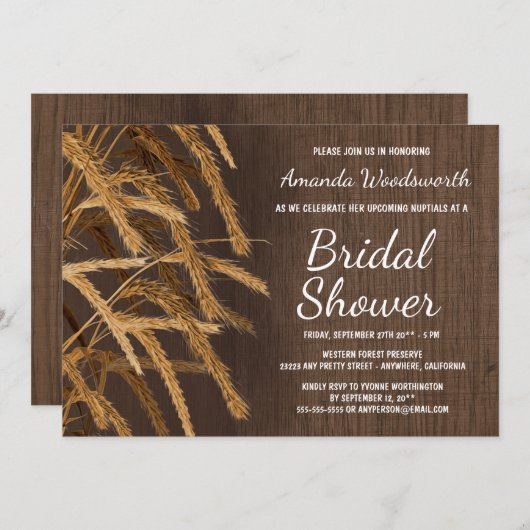 カントリー素朴ヘイ小麦ブライダルシャワー招待状 招待状 (正面/裏面)
