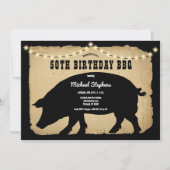 カントリー素朴ホッグ50th誕生日バーベキュー – BBQ 招待状 (正面)