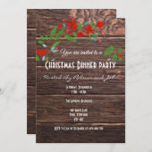 カントリー素朴ホリデークリスマスディナー招待状 招待状 (正面/裏面)