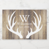 カントリー素朴ホワイトディアー〔雄ジカの〕枝角&バーンウッド フードラベル (シングルラベル)